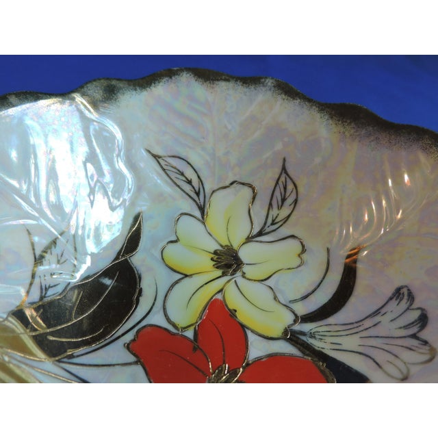 Art Nouveau Vintage 1950's Pearl China Co. Pearl Lusterware Decorative Bowl with Hand Painted Lily Flowers For Sale - Image 3 of 7