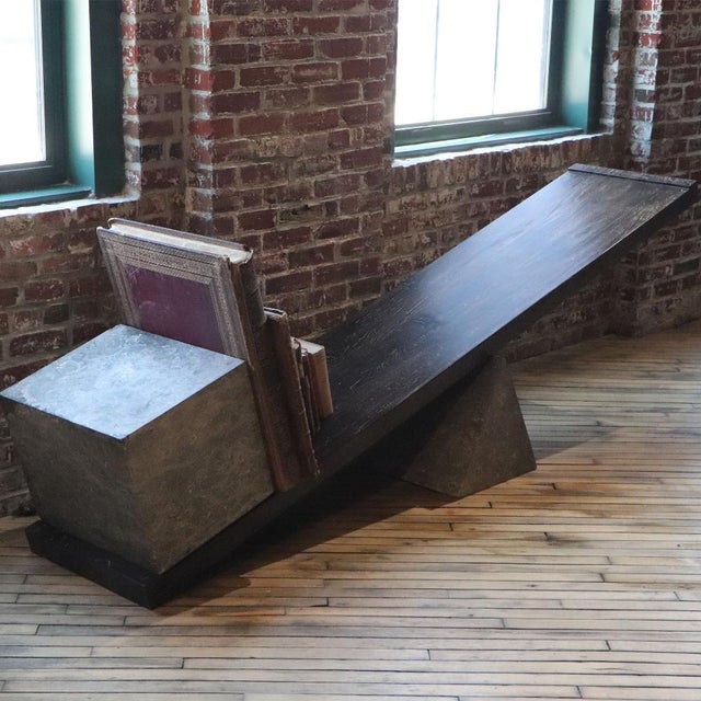 Contemporary "Q" Reclaimed Teak and Marble Bookshelf Designed by Maximilian Eicke for Max Id Ny For Sale - Image 3 of 6