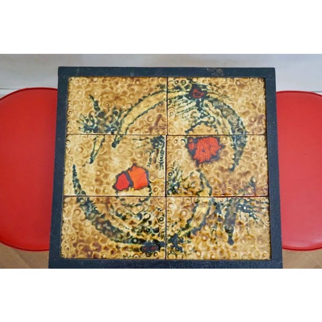 1960s Hungarian Ceramic Side Table & Red Stools, 1969, Set of 3 For Sale - Image 5 of 18