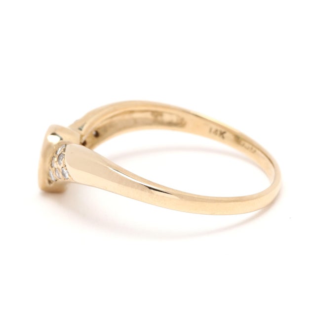 Modern Dainty Emerald & Diamond Ring, 14k Yellow Gold, Ring Size 7.25, Engagement For Sale - Image 3 of 6