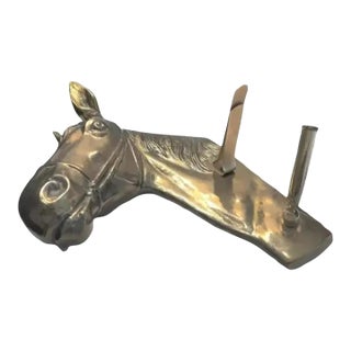 1950s Mid-Century Modern Brass Horse Head Desktop Letter / Pen Holder For Sale