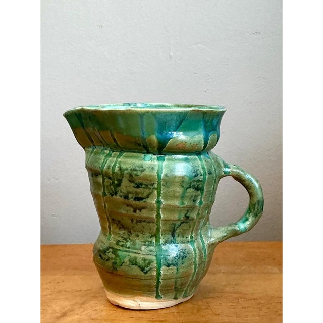Vintage Drip Glaze Ceramic Pitcher For Sale - Image 11 of 12