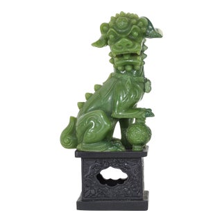 Vintage Foo Dog Green Resin Figure For Sale