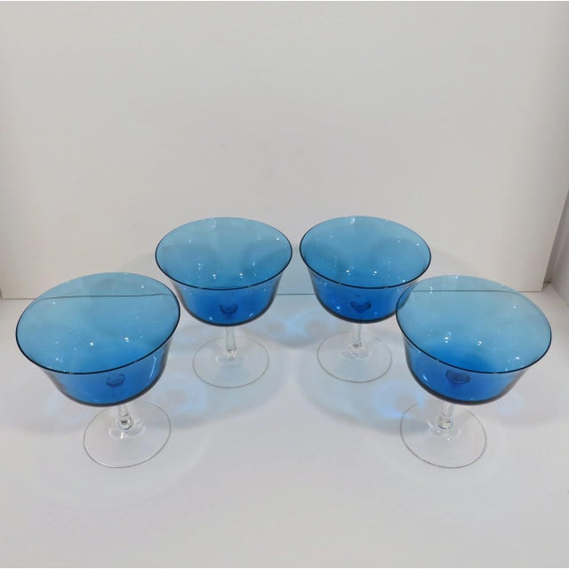 Late 20th Century Mediterranean Blue Sherbets, Set of 4 For Sale - Image 5 of 7