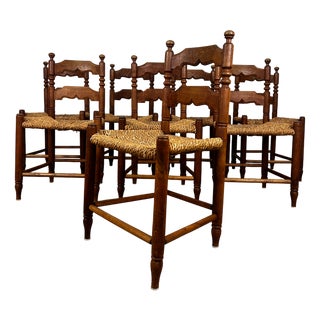 Danish Oak Chairs with Seagrass Seats attributed to Hans Dau, 1940s, Set of 6 For Sale