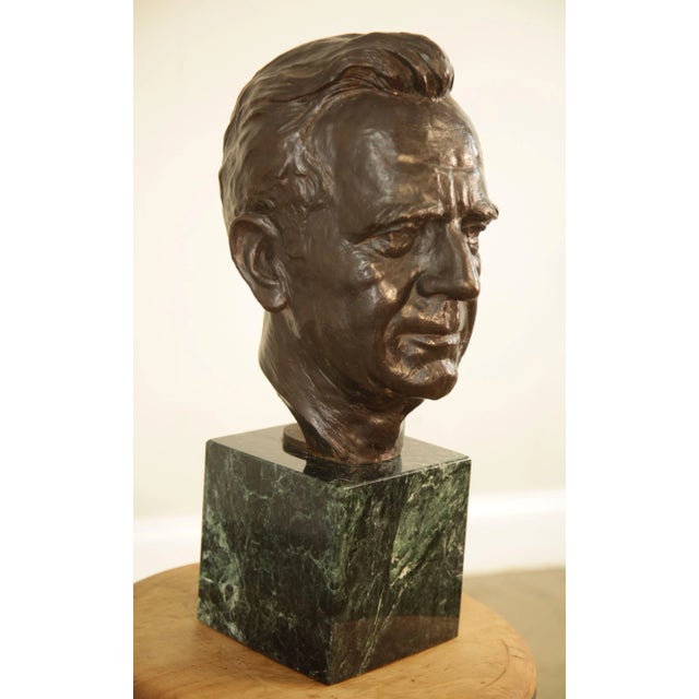 Lawrence Ludtke 1990's Bronze Male Bust For Sale - Image 4 of 13