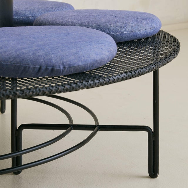 Mid 20th Century French Circular Iron Garden Bench with Cushions, 1950s For Sale - Image 5 of 6
