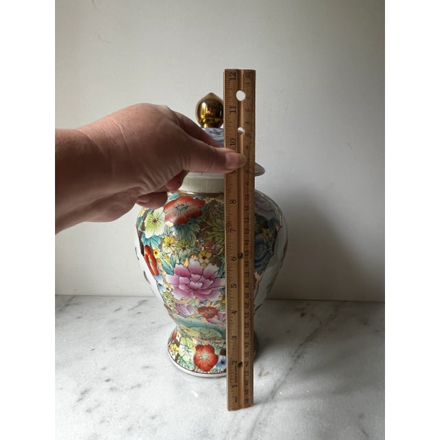 Vintage Chinese Porcelain Oriental Ginger Jar Urn Vase W/ Floral Birds Design For Sale - Image 13 of 16