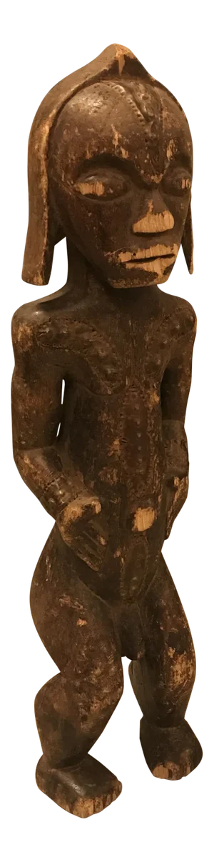 African, Fang Tribe Male Statue, Hand-Carved, Vintage
