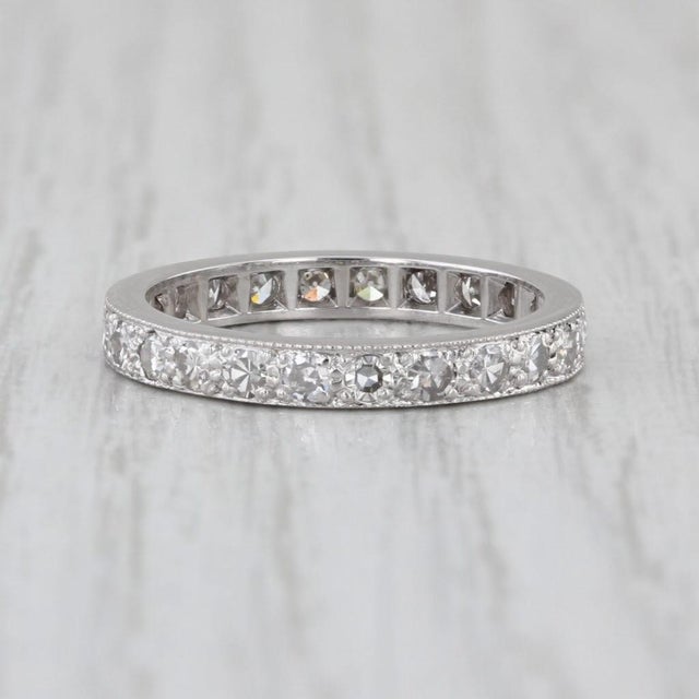 Vintage 0.72ctw Diamond Eternity Band Platinum Size 6.5 Anniversary Wedding Ring For Sale - Image 4 of 7