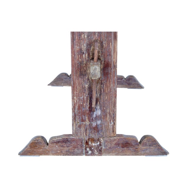 Wood Antique Swedish Rustic Painted Trestle Table For Sale - Image 7 of 8