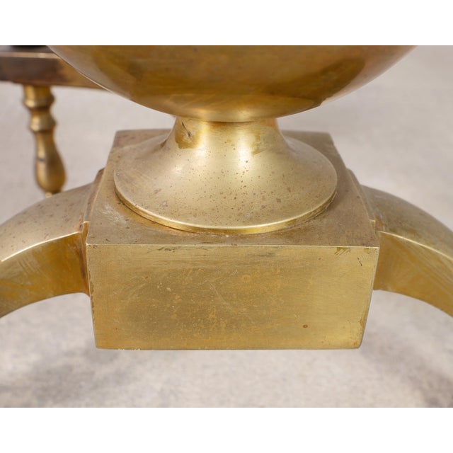 Pair of English Regency Style Brass Cannonball Andirons For Sale - Image 9 of 16