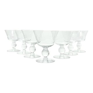 1950s Vintage Mid-Century Set of 7 Etched Wheat Coupe Champagne Glasses For Sale