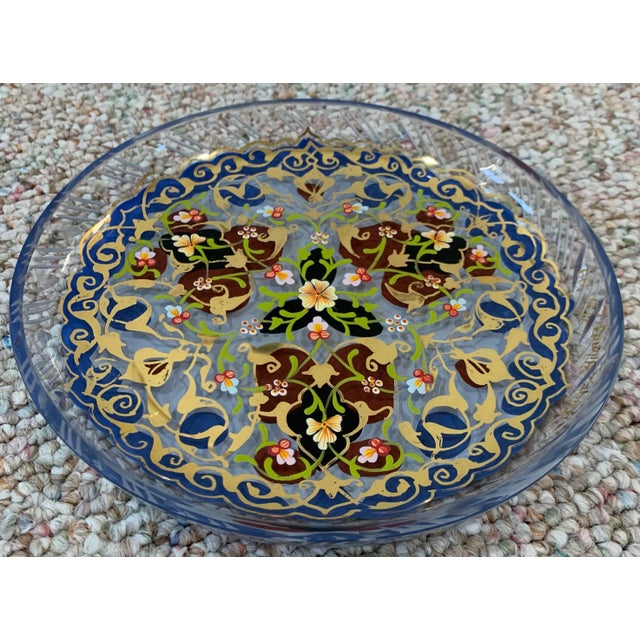 Mid 20th Century Mid 20th Century Painted Glass Plate For Sale - Image 5 of 7