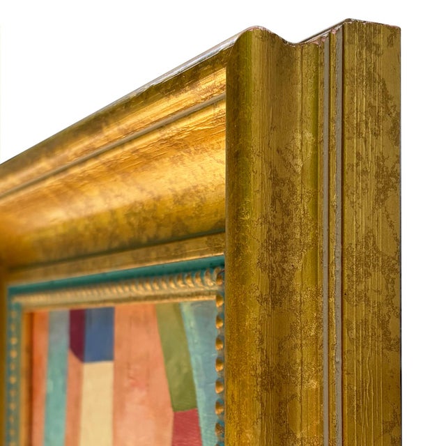 Contemporary Colorful Abstract Oil Painting in Vintage Frame For Sale In New York - Image 6 of 6