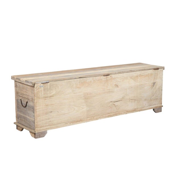 Footboard “Bed Bench” Constructed From an Antique Teakwood Door Panel and Reclaimed Wood For Sale - Image 4 of 4