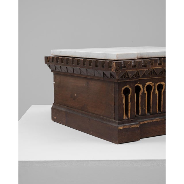 Mid 20th Century 20th Century French Wooden Pedestal With Marble Top For Sale - Image 5 of 18