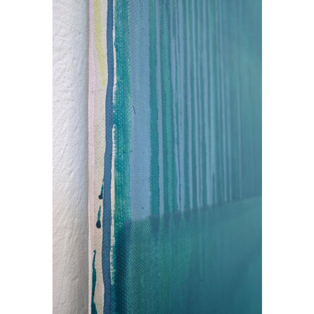 Contemporary "Blue Grey Green" Large Abstract Acrylic Painting by Simon Findlay For Sale - Image 3 of 11