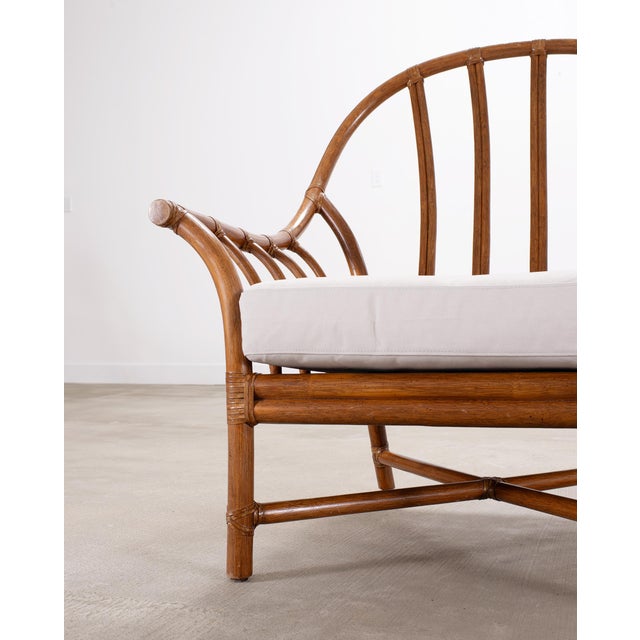 Late 20th Century Pair of McGuire Organic Modern Rattan Lounge Chairs + Ottoman For Sale - Image 5 of 18