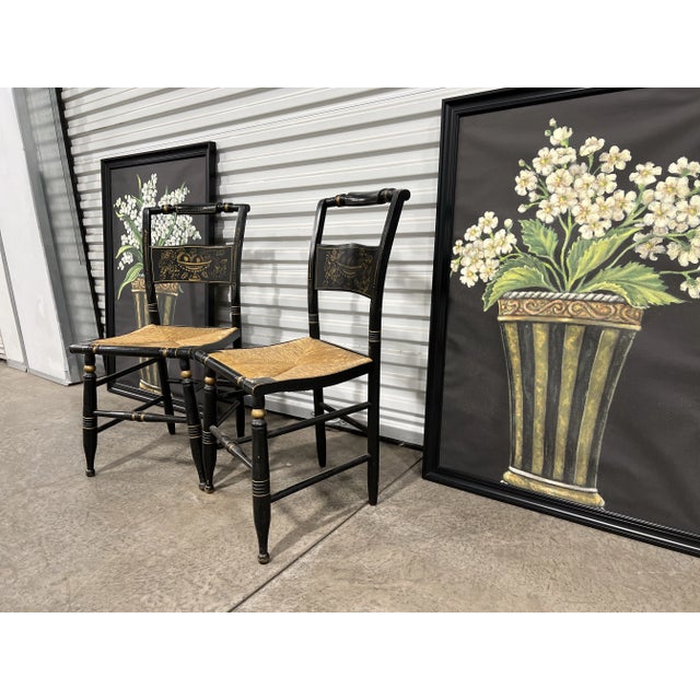 Wood Mid-Century Modern 1970s Vintage Lambert Hitchcock Chairs - Set of 2 For Sale - Image 7 of 7