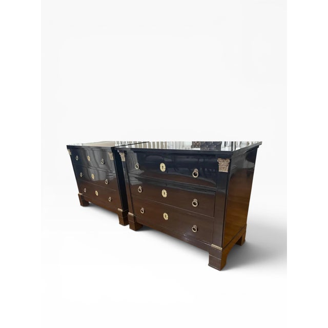 Late 19th Century Ebonized Regency Chests of Drawers/Nightstands (A Pair) For Sale - Image 4 of 14