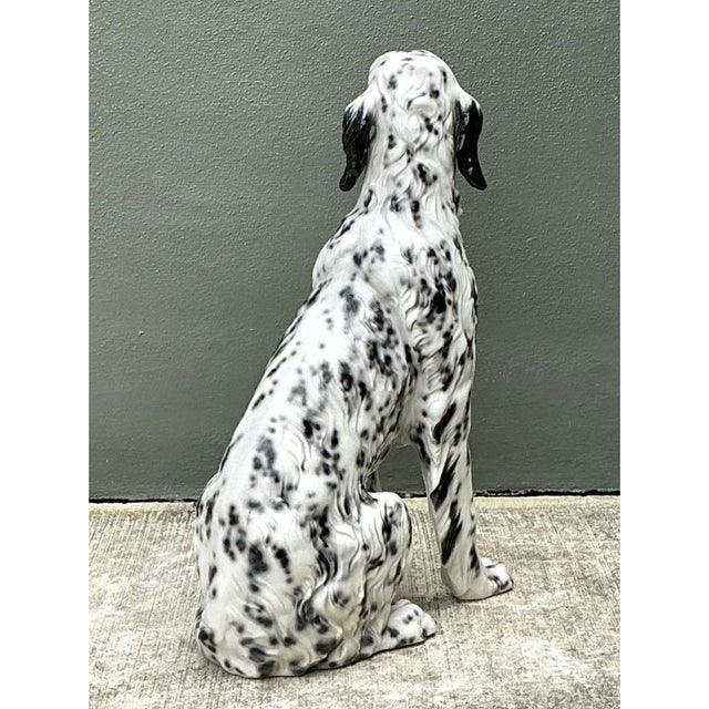 Black Vintage Italian Black and White Glazed Ceramic Dog Statue For Sale - Image 8 of 12