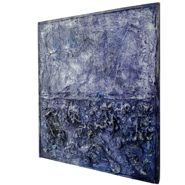 Mid Century Textural Color-Field Abstract in Royal Blue-Purple by Peter Witwer A striking mid-century textural color-field...