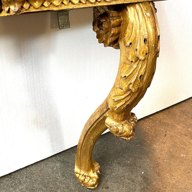 Small Italian Gilt Pine Wall Mount Console Table / Bracket Shelf For Sale - Image 12 of 13