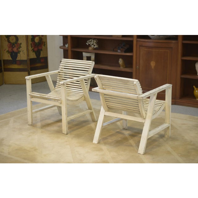 White Vintage Wooden Armchairs, 1950s, Set of 2 For Sale - Image 8 of 11