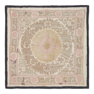 Uzbekistan Suzani Embroidered Wall Hanging 4'5'' X 4'6'' For Sale