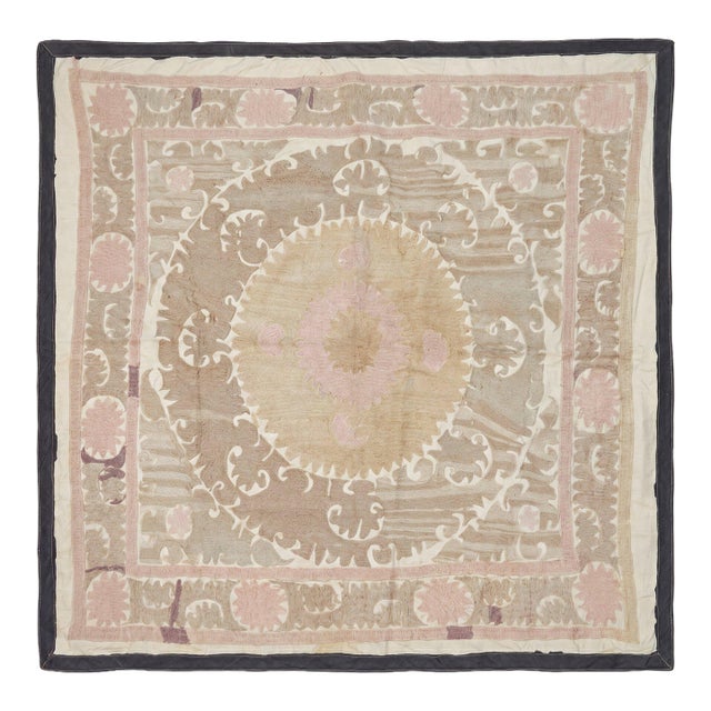 Uzbekistan Suzani Embroidered Wall Hanging 4'5'' X 4'6'' For Sale