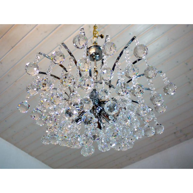 Silver Crystal and Chrome Chandelier, 1970s For Sale - Image 8 of 11