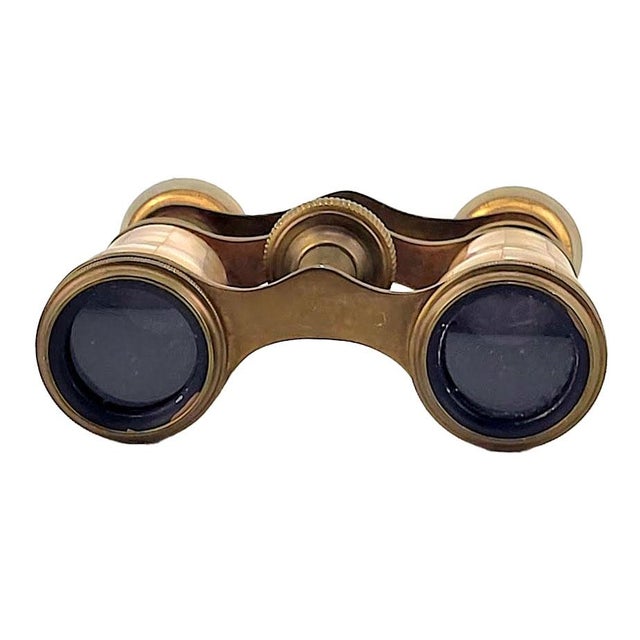 B. Chevalier Antique Chevalier Paris French Brass and Mother-of-Pearl Opera Glasses For Sale - Image 4 of 7