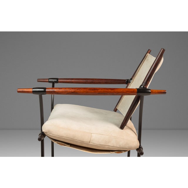 Rare Pair (2) of Restored Stokke "Stick" Chairs in Suede & Rosewood by Jens H. Quistgaard for Nissen Langaa, Denmark, C. 1960s For Sale - Image 11 of 18