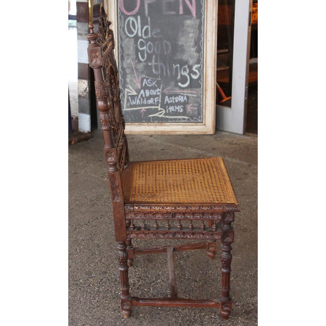 Set of 6 Antique English Renaissance Carved Wood Chairs For Sale - Image 9 of 16