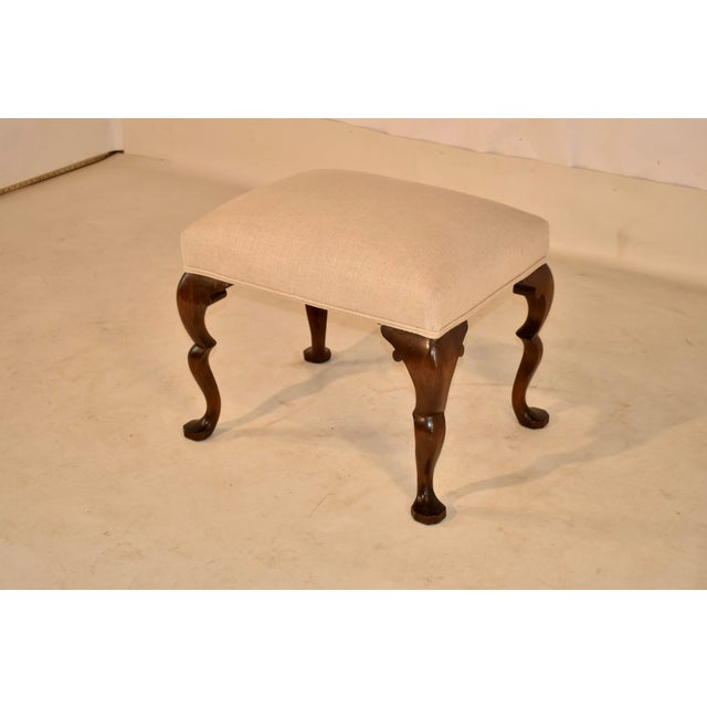 Circa 1900 English Walnut Upholstered Stool For Sale - Image 4 of 9
