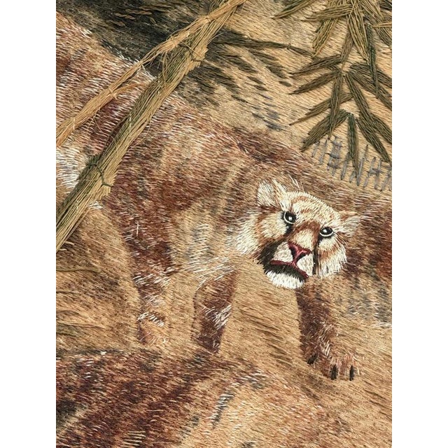 Antique Silk Japanese Embroidery with Tigers For Sale - Image 5 of 18