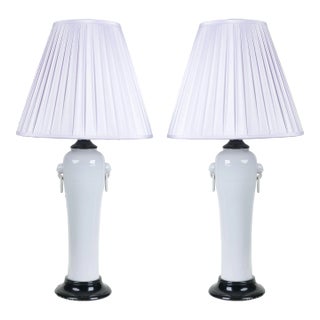 A Pair of Blanc De Chine Porcelain Table Lamps For Sale