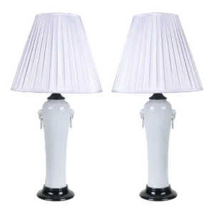 A Pair of Blanc De Chine Porcelain Table Lamps
