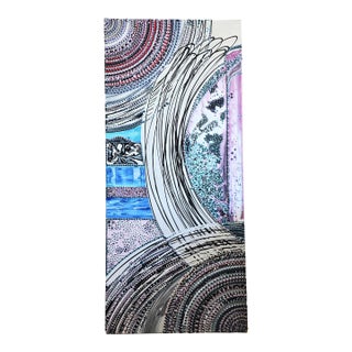 Tina Roy Vintage Mid Century Modern Abstract Large Statement Canvas Painting Art For Sale
