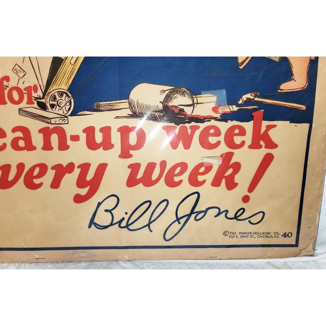 Original 1927 Large Bill Jones Motivational Poster For Sale - Image 4 of 5