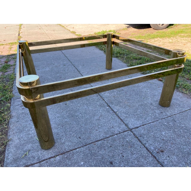 Vintage Mid Century Modern Milo Baughman Style Brass & Glass Coffee Table For Sale In Sacramento - Image 6 of 12