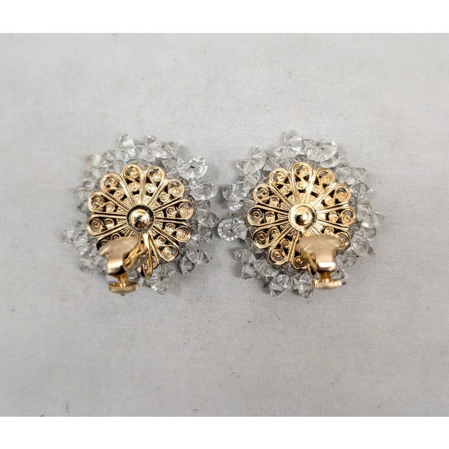 Metal Vintage 1960s Signed Vendome Aurora Borealis & Clear Beaded Clip Earrings-2 Pieces For Sale - Image 7 of 7