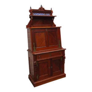 1880s Eastlake Solid Walnut 3 Part Secretary Desk