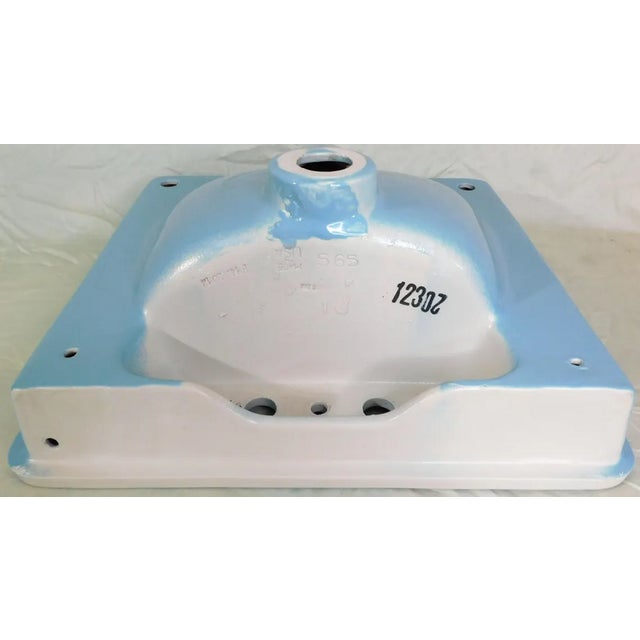 1965 Vintage Unused "Standard" Regency Blue Vitreous China Rectangle Drop-in Sink For Sale - Image 14 of 15