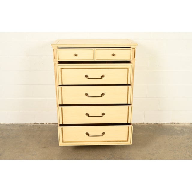 1960s Henredon French Regency Louis XVI Cream Lacquered Highboy Dresser, Circa 1960s For Sale - Image 5 of 17