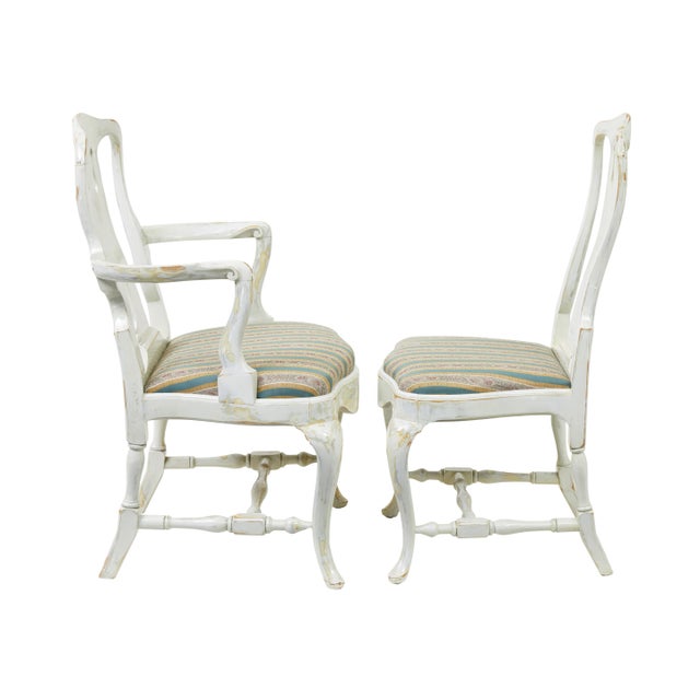 White Queen Anne Lacquered Dining Chairs, 1920s, Set of 14 For Sale - Image 8 of 13