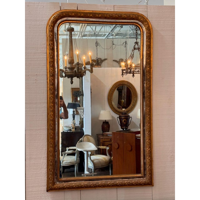 French 19th Century French Louis Philippe Gilt Mirror With Rounded Top For Sale - Image 3 of 6
