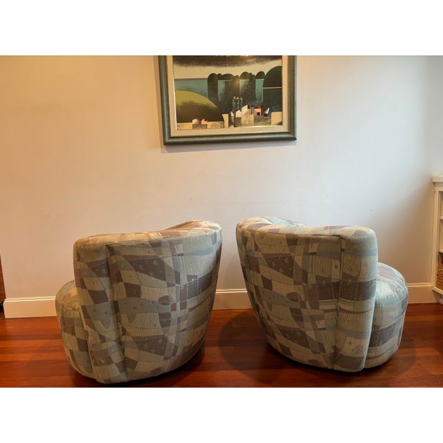 Postmodern Mid 20th Century Kagan Style Nautilus Swivel Lounge Chairs - Pair For Sale - Image 3 of 5