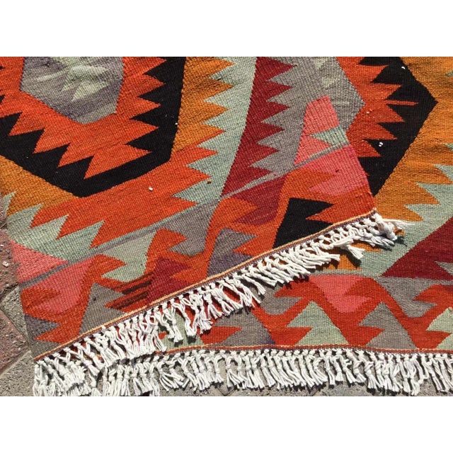 Vintage Diamond Design Kilim Rug - 67" X 102" For Sale - Image 10 of 11